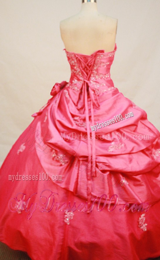 Appliques and Flower Decorate Quinceanera Dress with Drapped Skirt